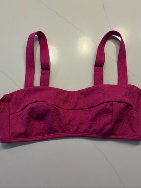 Women's Hot Pink Textured Bikini Top with Adjustable Straps